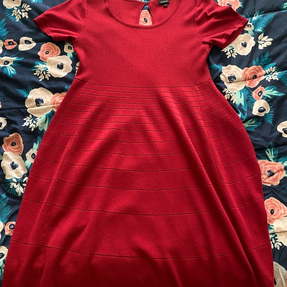 TORRID - SWEATER KNIT SKATER DRESS - RED - SIZE 2